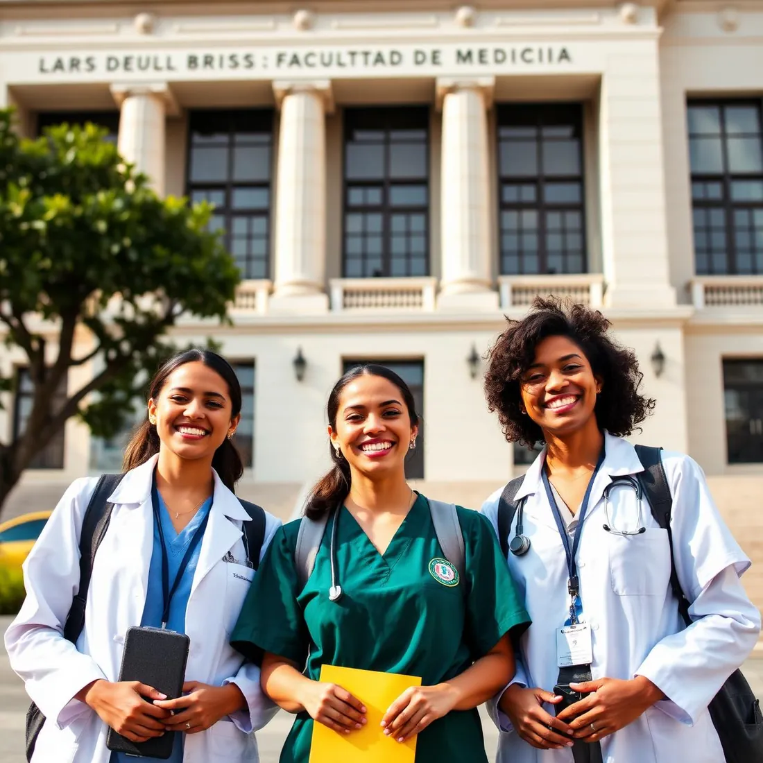 Estudantes brasileiros em frente à Faculdade de Medicina da UBA em Buenos Aires